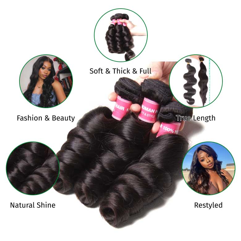 Klaiyi Loose Wave Virgin Hair Weave 2/3 Bundles Deals Unprocessed Human Hair Extensions Flash Sale
