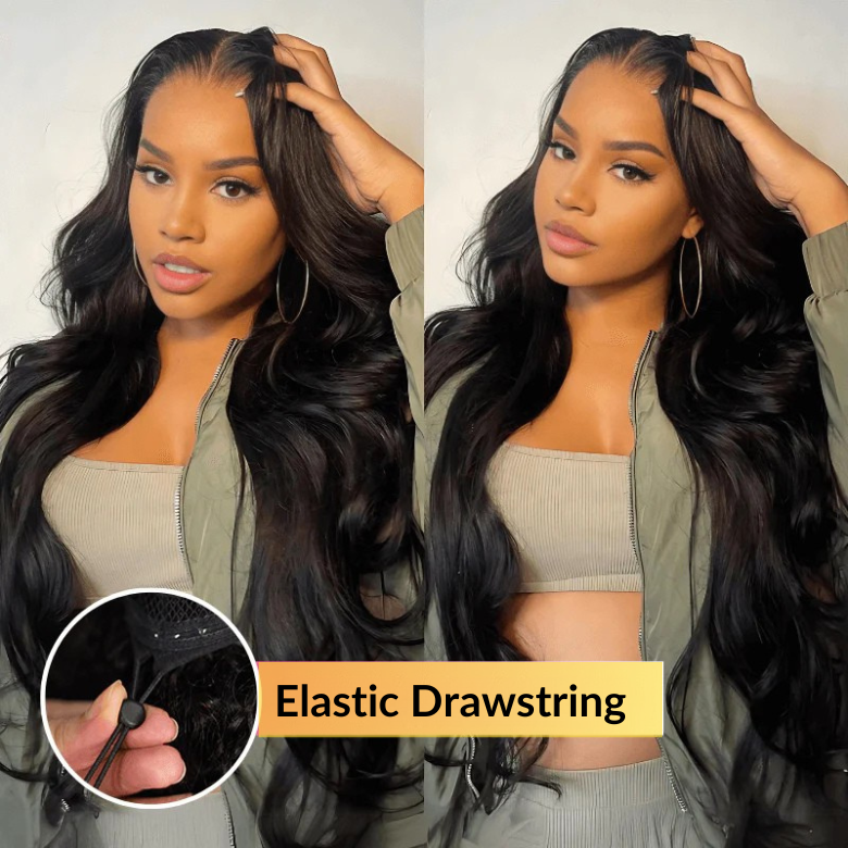 Klaiyi 7x5 Bye Bye Knots /13x4 Drawstring Body Wave Glueless Human Hair Wig Flash Sale