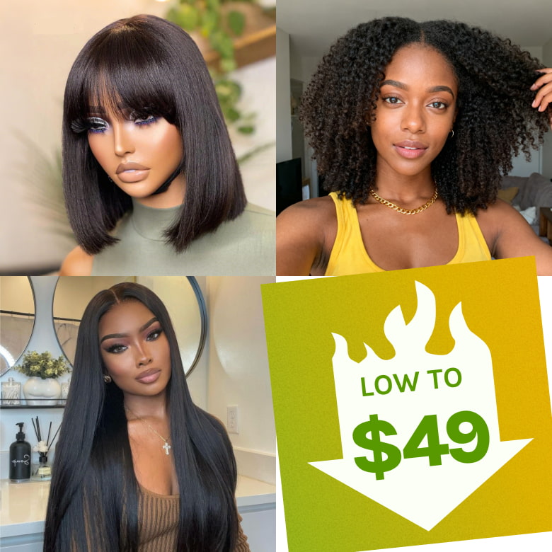 Low To $49 | Klaiyi Friday Blowout Sale 100% Glueless Human Hair Wigs Limited Stock Flash Sale