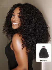 Brazilian Virgin Curly Hair 3 Bundles With 4*4 Lace Closure, Unprocessed Human Hair Extension-Klaiyi Hair