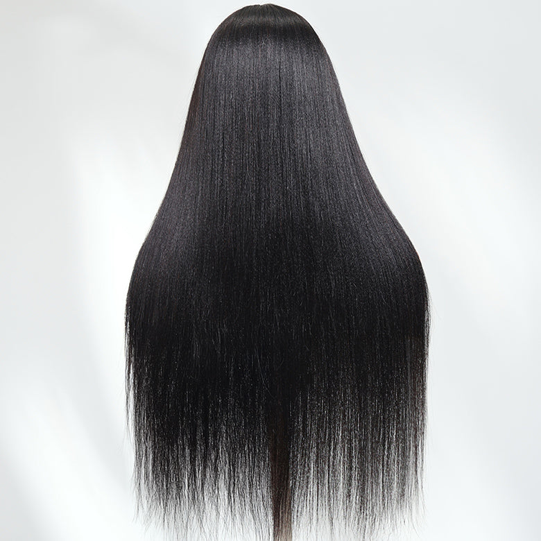 Extra 60% OFF | Klaiyi Straight Bob Wig And Yaki Straight Human Hair Glueless Wig With Blunt Cut Bangs Natural Black Color
