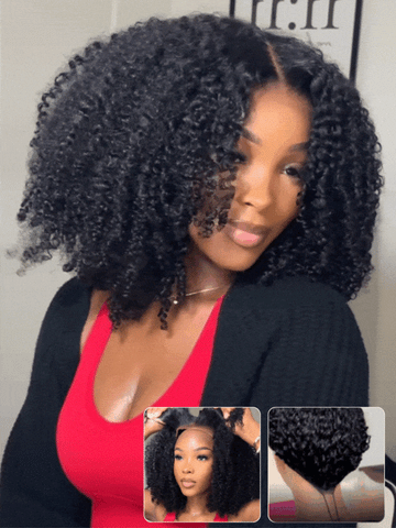 $100 OFF | Code: SAVE100 Klaiyi 4C Kinky Curly 7x5 Bye Bye Knots Wig 4x1 Lace Parrt Wig