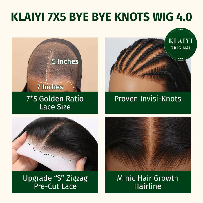 Extra 60% OFF |Klaiyi Most Natural Yaki Straight 7x5 Bye Bye Knots Wig