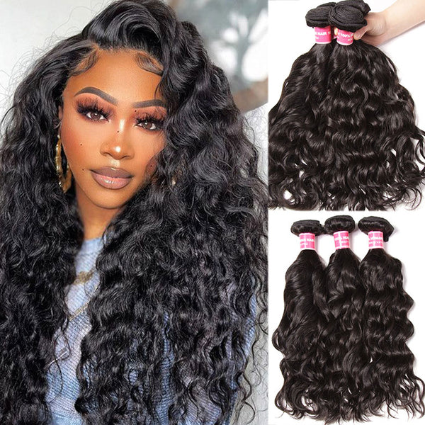 Klaiyi Hair Malaysian Natural Wave Virgin Human Hair Bundles 4 Pieces/pack Natural Color