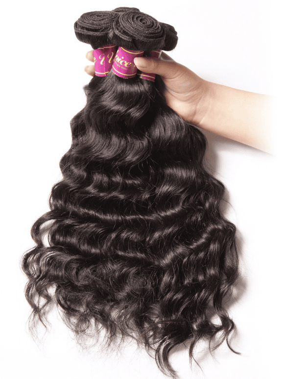 Klaiyi Hair Malaysian Natural Wave Virgin Human Hair Bundles 4 Pieces/pack Natural Color