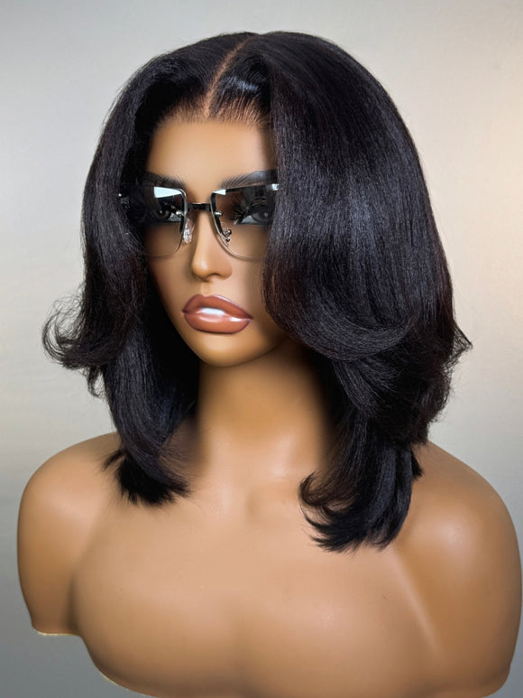 Buy 1 Get 1 Free,Code:BOGO | Klaiyi Bob Ombre Chestnut Brown Short Bob Wig 7x5 Bye-Bye Knots And 13x4 Lace Frontal Wig Flash Sale