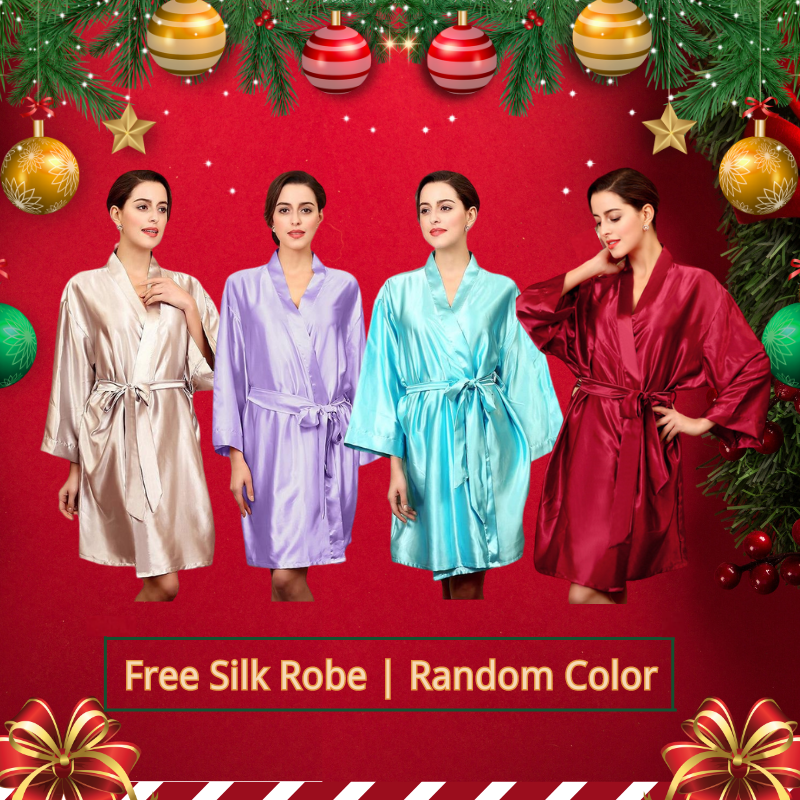 Klaiyi Free Gift Luxurious Silk Robe Sexy Nightwear Multiple Colors Available | Free Gift