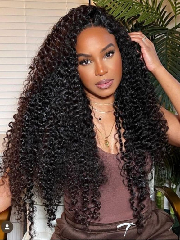 Klaiyi 7x5 Pre-Cut Lace Wig Bleach Knots Wigs Put On and Go Jerry Curl Human Hair Wig Beginner Wig