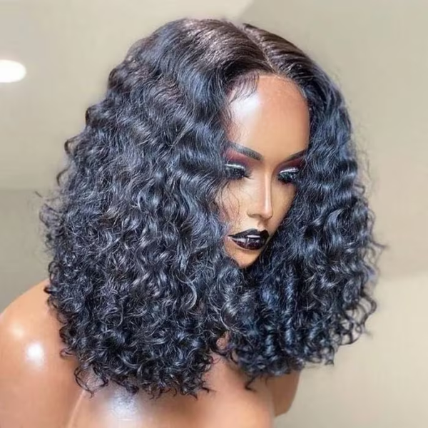 Klaiyi Water Wave 7x5 Bye Bye Knots Put On and Go Wig Short Bob Virgin Human Hair Flash Sale