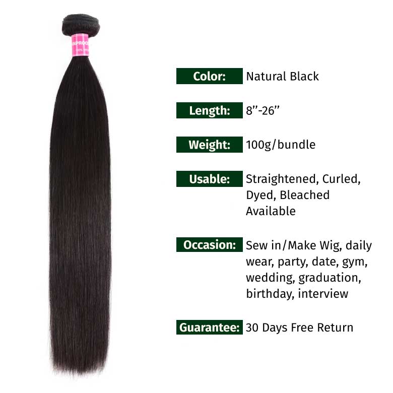 Klaiyi 2 or 3 Bundles Brazilian Straight Virgin Human Hair 100% Unprocessed Virgin Human Hair Extension Flash Sale