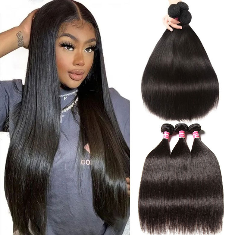 Klaiyi 3 Bundles Brazilian Straight Virgin Human Hair 100% Unprocessed Virgin Human Hair Extension Flash Sale