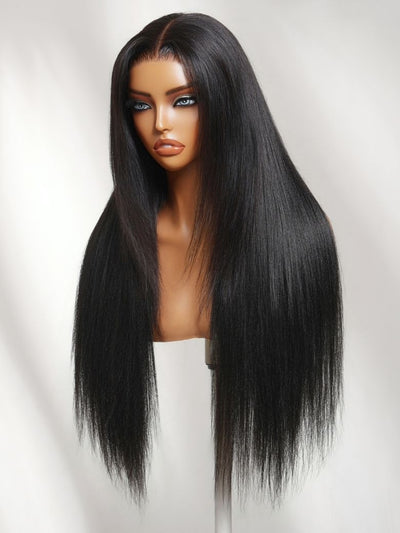 Klaiyi Yaki Straight Put On and Go Glueless Lace Wigs 7x5 Bye Bye Knots Human Hair Lace Wig