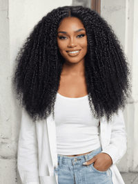 Klaiyi Micro Twist Curly Bohemian Afro-Coily Kinky Curly Wig 7x5 Bye Bye Knots Put On and Go Glueless Lace Human Hair