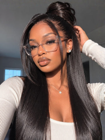 20''=$129 | Klaiyi Light Yaki Straight Put On & Go 7x5 & 13x4 Pre-Everything Glueless Human Hair Wig