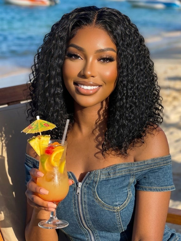 Perruque frontale en dentelle Klaiyi 13x4 Pre-Everything Crimp Deep Curl, volume élevé, ondulations profondes et souples, cordon de serrage invisible 