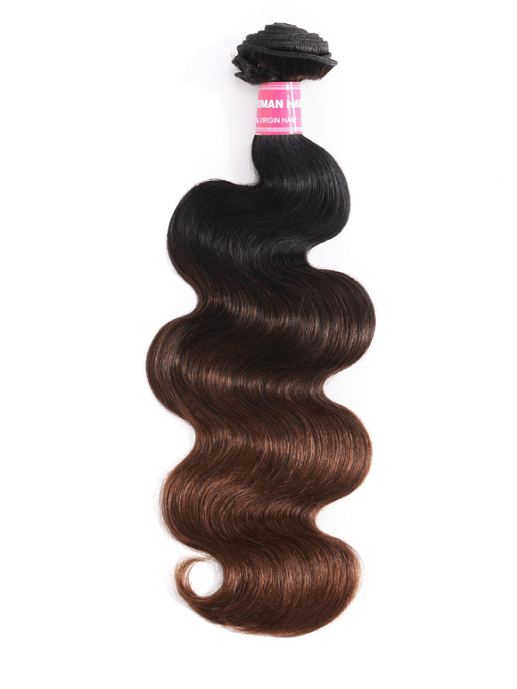Klaiyi Black to Chestnut Brown Ombre Body Wave Human Hair Bundles Flash Sale
