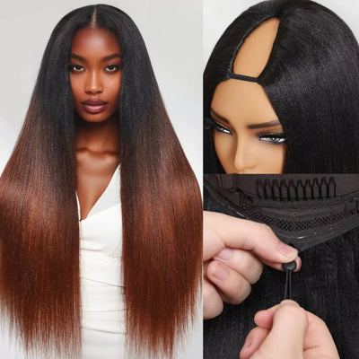 reddish brown v part wig