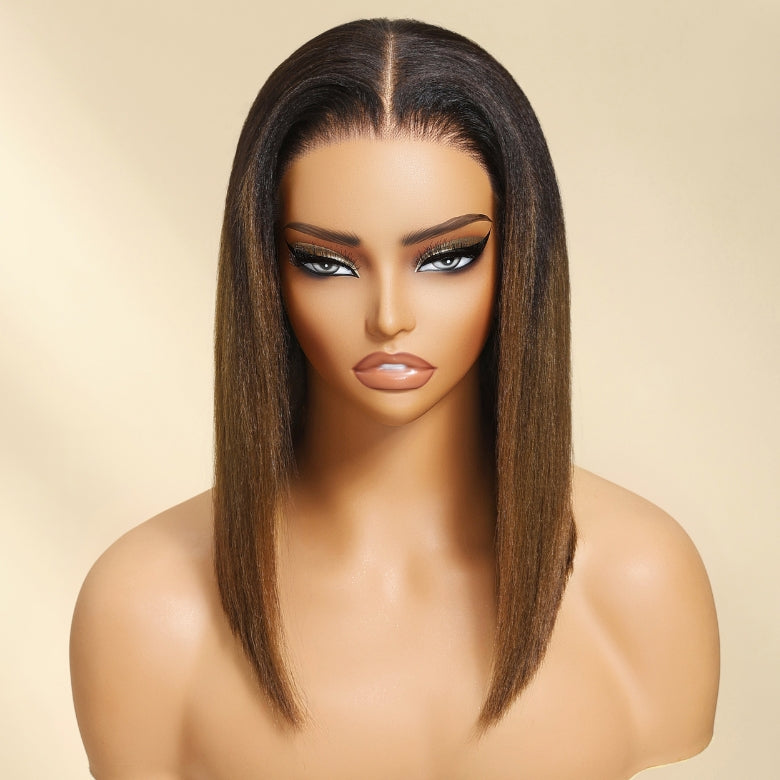 Klaiyi Summer Bob Ombre Chestnut Brown Short Bob Wig 7x5 Bye-Bye Knots Wig Flash Sale