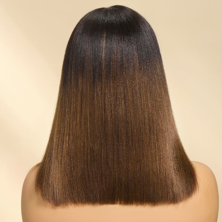 Klaiyi Summer Bob Ombre Chestnut Brown Short Bob Wig 7x5 Bye-Bye Knots Wig Flash Sale
