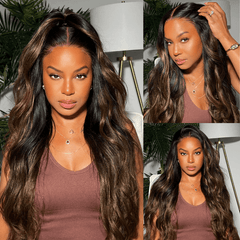 Extra 50% OFF Code:HALF50 |Klaiyi Ombre Chestnut Brown Wigs With Invisi Drawstring Yaki Straight Put On and Go Glueless Wig 7x5 Bye Bye Knots