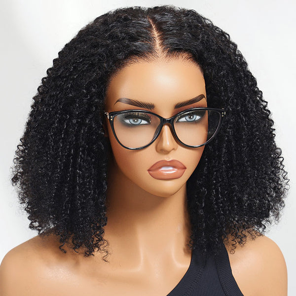Klaiyi Tight Coily Kinky Curly Bob Wig 7x5 Bye Bye Knots Wig Put On and Go Glueless Human Hair Wigs