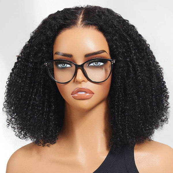 Klaiyi Tight Coily Kinky Curly Bob Wig 7x5 Bye Bye Knots Wig Put On and Go Glueless Human Hair Wigs