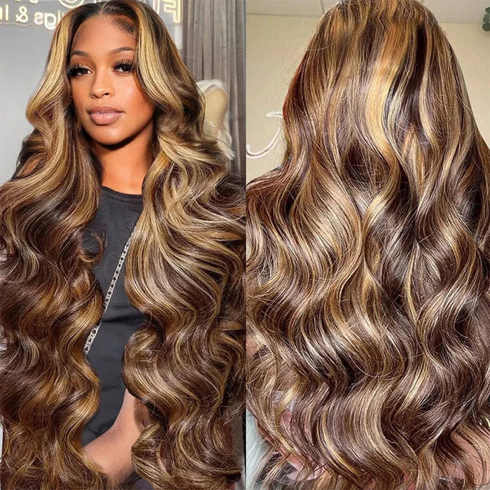 Klaiyi Hair Pre-Cut Glueless Wig Put On and Go Highlight Blonde Body Wave Wig Human Hair 147$