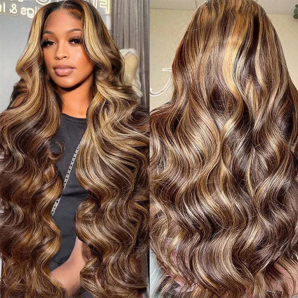 $100 OFF | Code: SAVE100 Klaiyi Highlight Blonde Body Wave Human Hair 7x5 Bye Bye Knots Glueless Wig Put On and Go