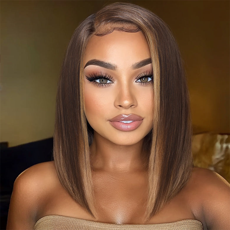 Mocha Brown Highlight Bob Wig