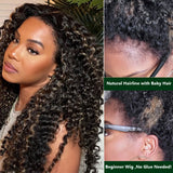 Klaiyi Balayage Blonde Highlights Curly Lace Front Wig Precolored Ombre Hair Flash Sale