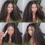 Klaiyi Balayage Blonde Highlights Curly Lace Front Wig Precolored Ombre Hair Flash Sale