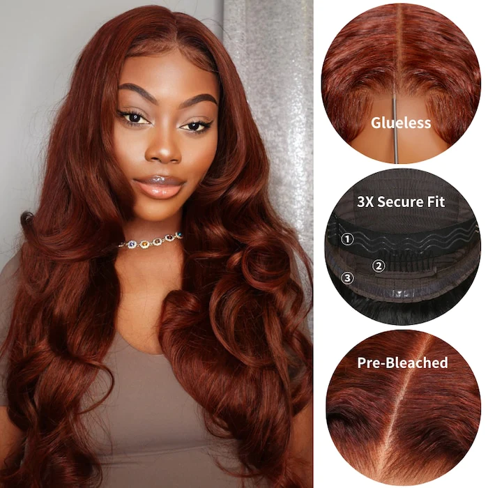 First Wig | Klaiyi Reddish Brown Hair Body Wave 7x5 Pre-everything  / 13x5 T Part Lace Wig Flash Sale
