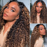 Klaiyi Beginner Friendly Put On and Go Highlight Balayage Colored Curly Vpart Wigs Meets Real Scalp Natural Looking Halloween Special Offer