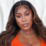 Extra 60% OFF | Klaiyi Highlight Balayage Lace Frontal Wig Body Wave Shadow Root Ombre Human Hair