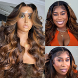 Extra 60% OFF | Klaiyi Highlight Balayage Lace Frontal Wig Body Wave Shadow Root Ombre Human Hair