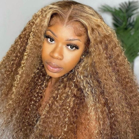 Klaiyi Wear Go Pre Cut Lace Wig 6x4.75 Lace Closure Honey Blonde Highlight  Body Wave Or Jerry Curl Or Straight Flash Sale