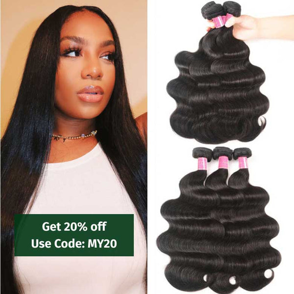 Klaiyi Brazilian Hair Body Wave Human Virgin Hair Weft 3 or 4 Bundles/Pack