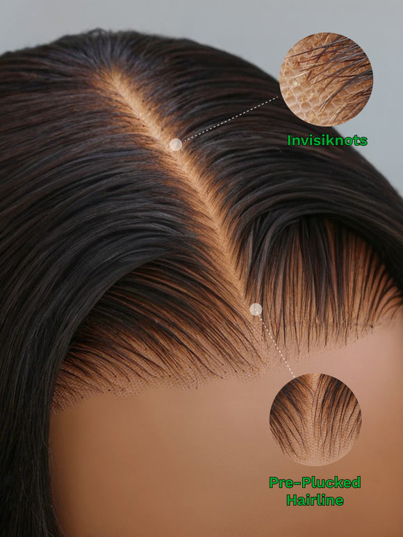 Klaiyi 7x5 Reddish Brown Yaki Straight Bob Wig Put On and Go Glueless Wig with Bleached Knots Flash Sale