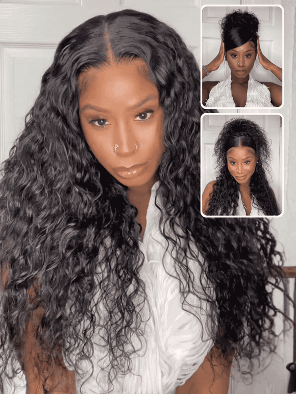 Buy 1 Get 1 Free,Code:BOGO | Water Wave Bye Bye Knots Wig Put On and Go Human Hair Lace Wig