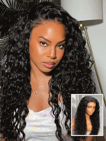 Buy 1 Get 1 Free,Code:BOGO | Water Wave Bye Bye Knots Wig Put On and Go Human Hair Lace Wig