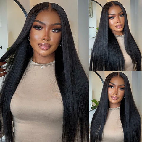 Up to 80% Off Flash Sale Yaki Straight 4C Kinky Edge Kinky Straight Lace Front Wig