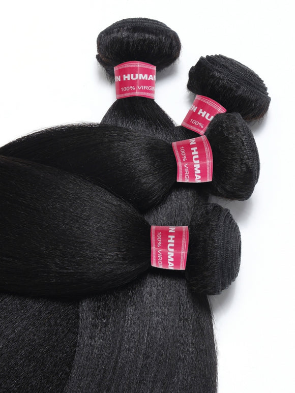 Klaiyi Yaki Straight Bundles - Vente Flash - Cheveux Brésiliens Vierges Humains Ultra Naturels - Tissage Yaki - 2/3/4 Paquets