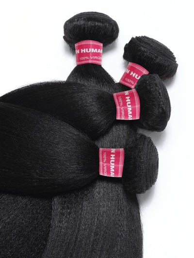 Klaiyi Light Yaki Straight Human Hair Bundles Most Natural Yaki Weave 2/3/4 Bundles/Pack