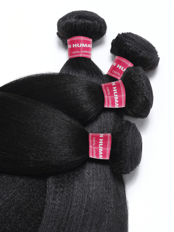 Extensions Klaiyi Light Yaki lisses en cheveux humains, tissage Yaki ultra naturel, 2/3/4 paquets