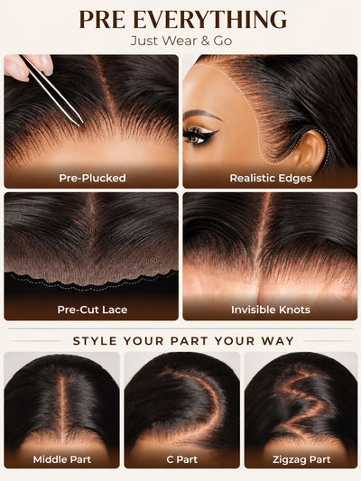 Klaiyi 13x4 Pre Everything Loose Body Wave Glueless Frontal Wig With Elastic Drawstring Human Hair Wig Flash Sale
