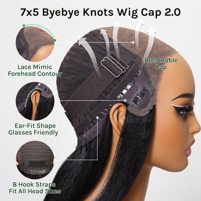 Klaiyi 7x5 Bye Bye Knots Curly Hair with Finger Coil Ends Put on and Go Glueless Human Hair Wig