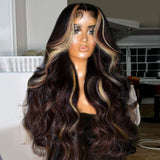 Klaiyi Face Framing Highlights Multi Color Mixed boomshell wave with Full and Flowing Curls Flash Sale