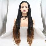 Klaiyi Lace Front Box Braided Wigs Knotless Cornrow Braids for Women 24 Inches Flash Sale