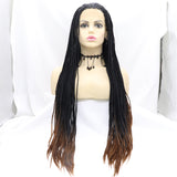 Klaiyi Lace Front Box Braided Wigs Knotless Cornrow Braids for Women 24 Inches Flash Sale