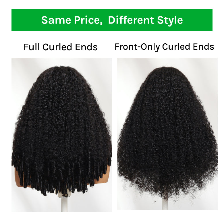 Klaiyi 7x5 Bye Bye Knots Curly Hair with Finger Coil Ends  Put On and Go Glueless Human Hair Wig